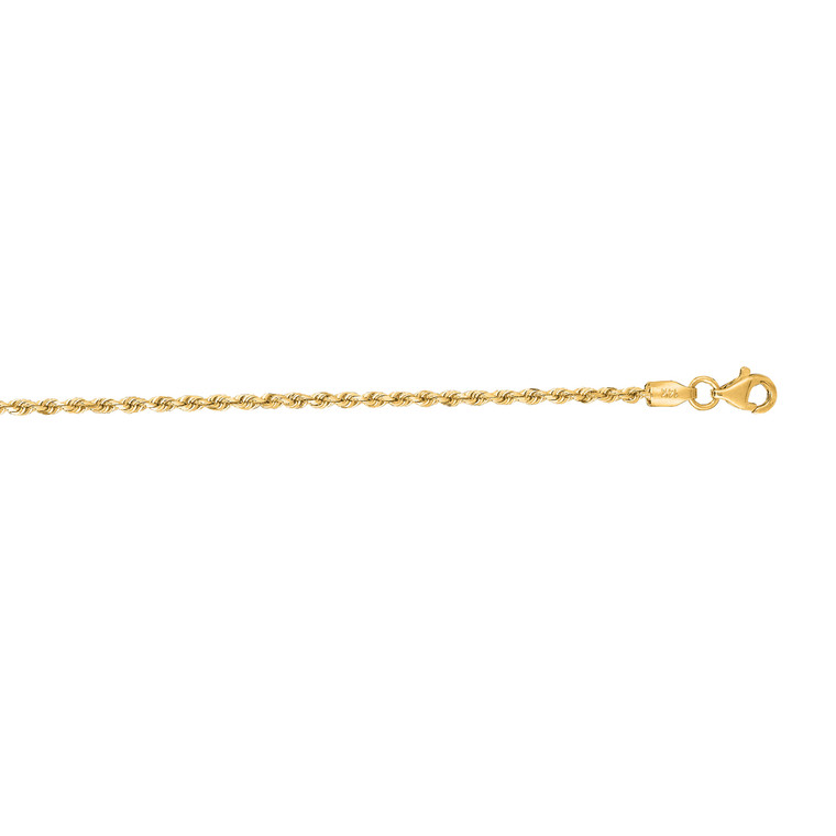 10K 10-inch Yellow Gold 2.0mm Diamond Cut Rope Chain Anklet with Spring Ring Clasp 014ROY-10**