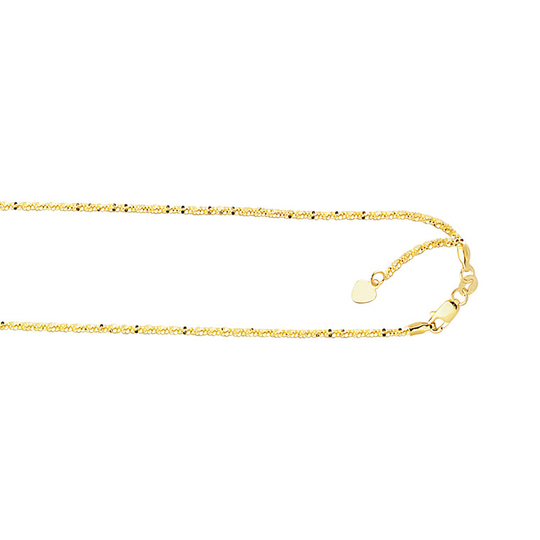 10K 22-inch Yellow Gold 1.50mm Shiny Diamond Cut Adjustable Sparkle Chain with Lobster Clasp 025ASC-22