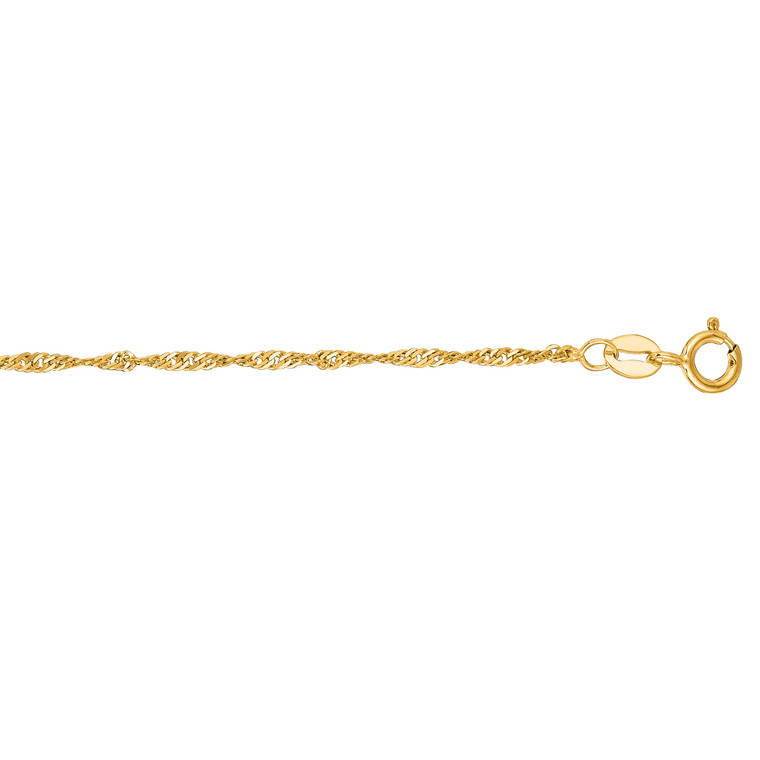 10K 16-inch Yellow Gold 1.5mm Classic Singapore Chain with Lobster Clasp 025LSING-16*