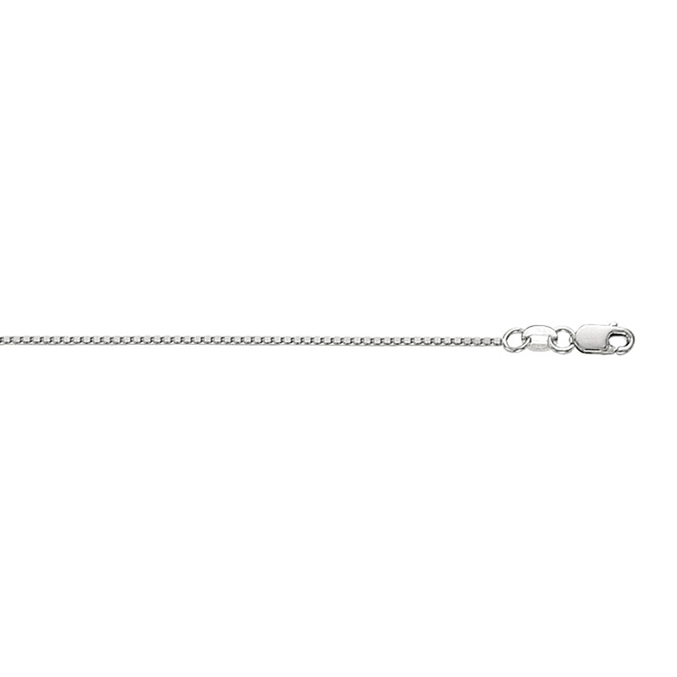 10K 20-inch White Gold 1.0mm Shiny Box Chain with Lobster Clasp 063WBOX-20