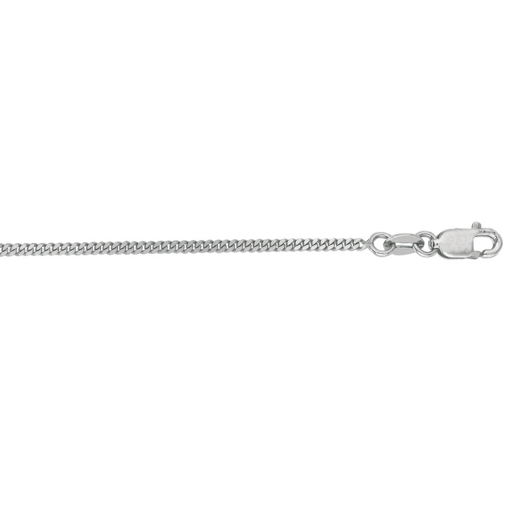 10K 18-inch White Gold 1.50mm Diamond Cut Gourmette Chain with Lobster Clasp 040WGR-18