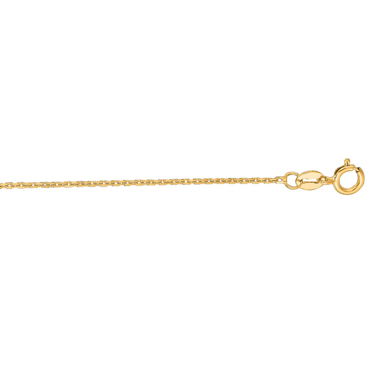 10K 20-inch Yellow Gold 1.1mm Diamond Cut Cable Chain with Lobster Clasp 030LCAB-20