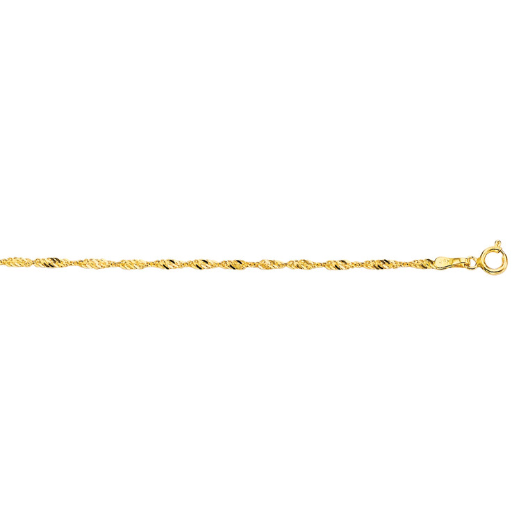 10K 24-inch Yellow Gold 1.7mm Diamond Cut Singapore Chain with Spring Ring Clasp 030SING-24