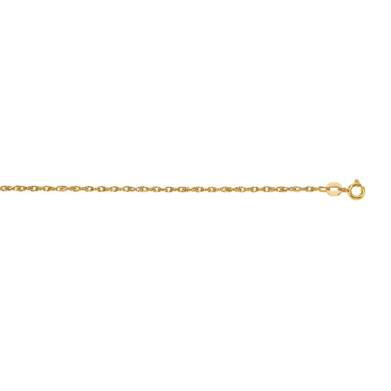 14kt 20-inch Yellow Gold Diamond Cut Carded Pendant Rope Chain with Spring Ring Clasp 6R20