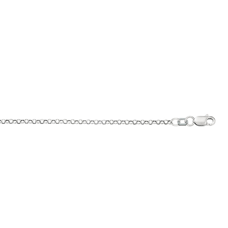 10K 16-inch White Gold 2.30mm Diamond Cut Rolo Chain with Lobster Clasp 100WR-16***