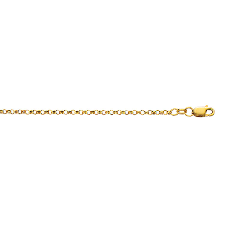10K 18-inch Yellow Gold 2.30mm Diamond Cut Rolo Chain with Lobster Clasp 100R-18*