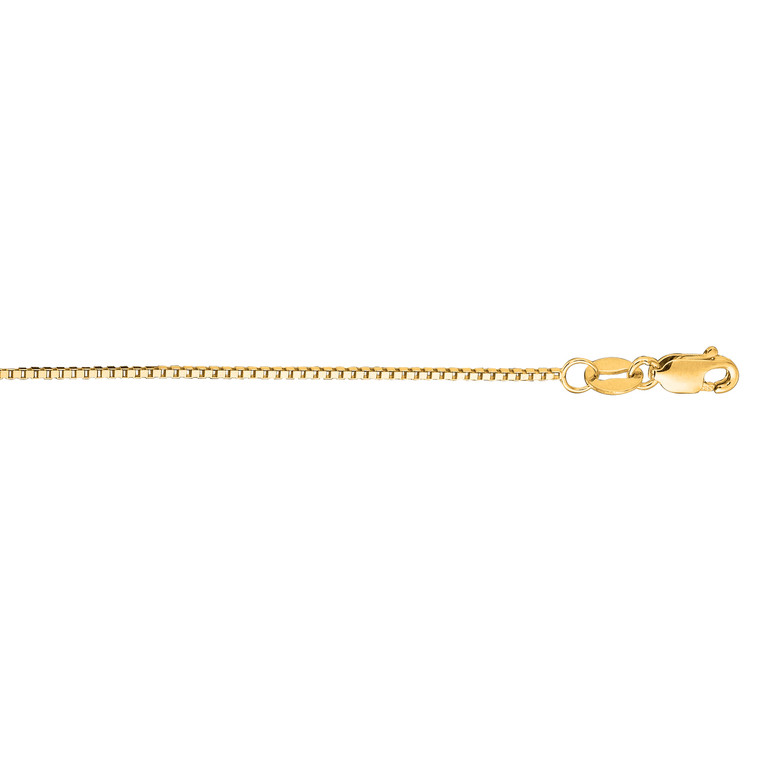 14kt 13-inch Yellow Gold 0.8mm Shiny Classic Box Chain with Lobster Clasp BOX053-13