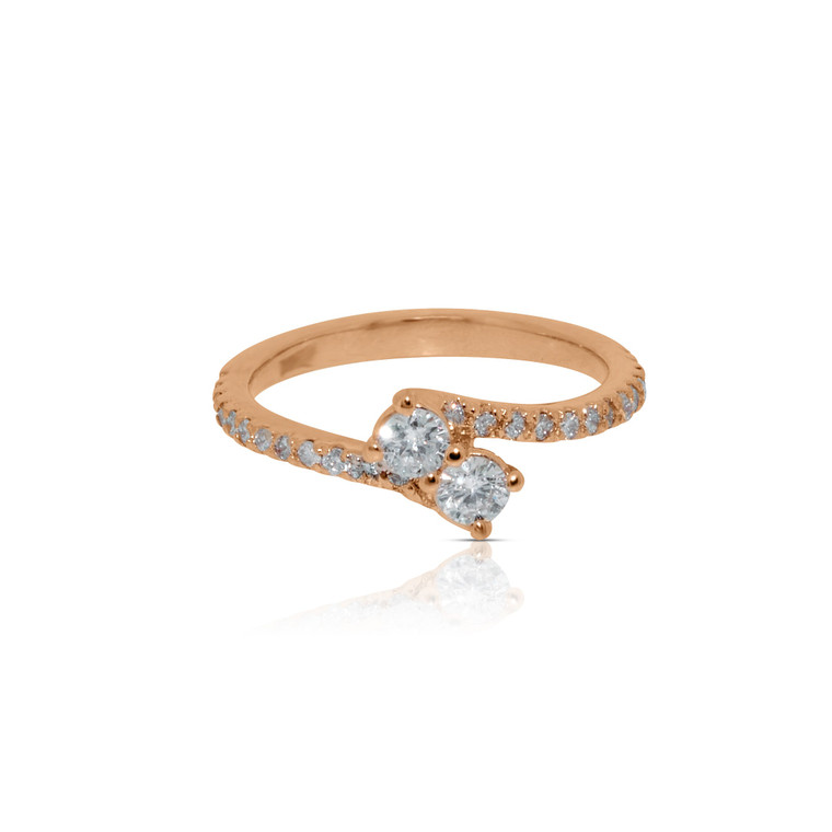 14K Rose Gold Diamond Bypass Ring 11005417 | Shin Brothers*