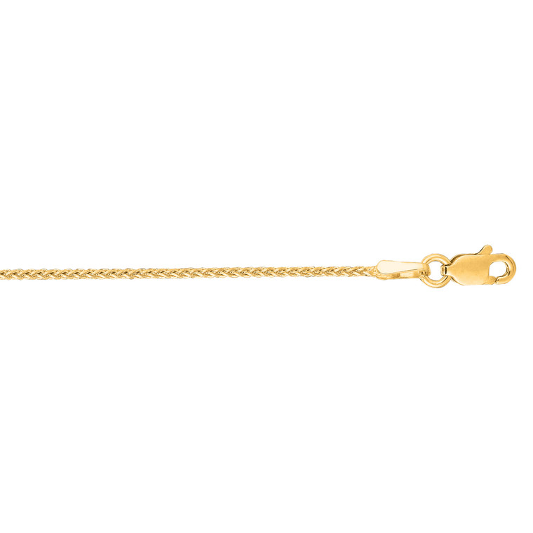 14K Gold 1.2mm Diamond Cut Round Wheat Chain Lobster Clasp DRW30" | Shin Brothers**  | Shin Brothers-20"ers