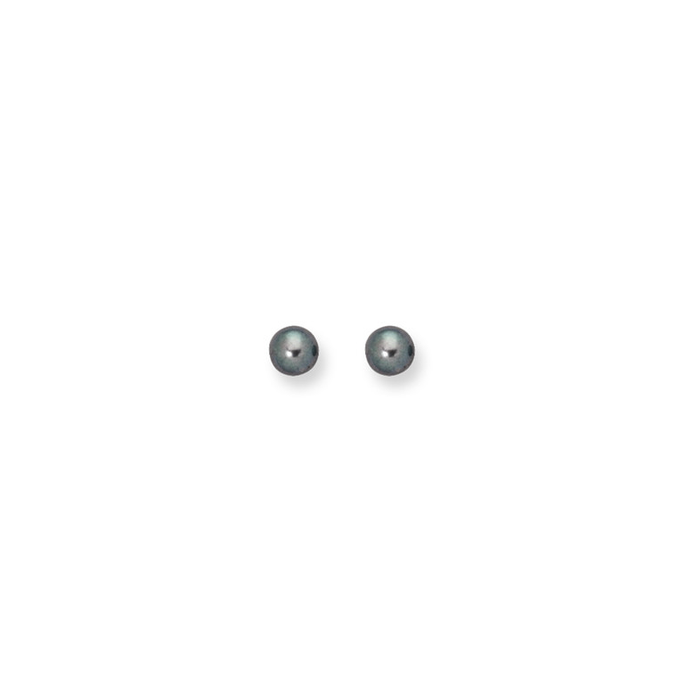 14K White Gold Shiny 7.0mm Black Cultured Pearl Post Earring EAR110