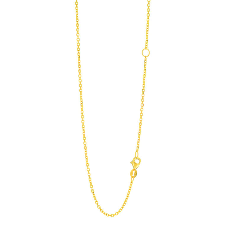 14k 20 inch Yellow Gold 1.5mm Diamond Cut Classic Cable Chain with Lobster Clasp with Extender with Extender at 18 inch ECAB040-20