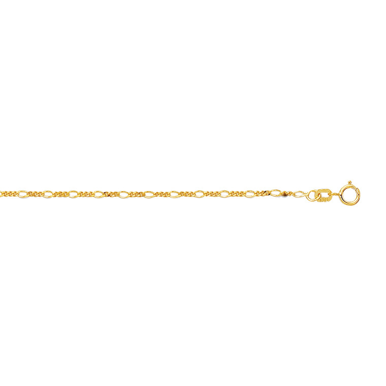 14K Gold 1.3mm Figaro Chain Sring Ring Clasp FIG035-20" | Shin Brothers**