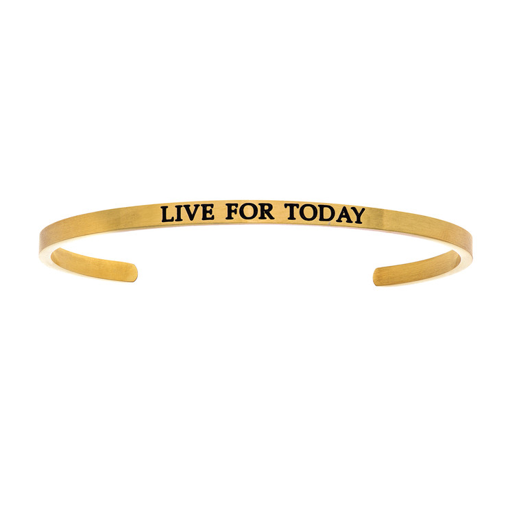 Stainless Steel “LIVE FOR TODAY”  0.005ct. Diamond Bangle by Shin Brothers Jewelers Inc.  