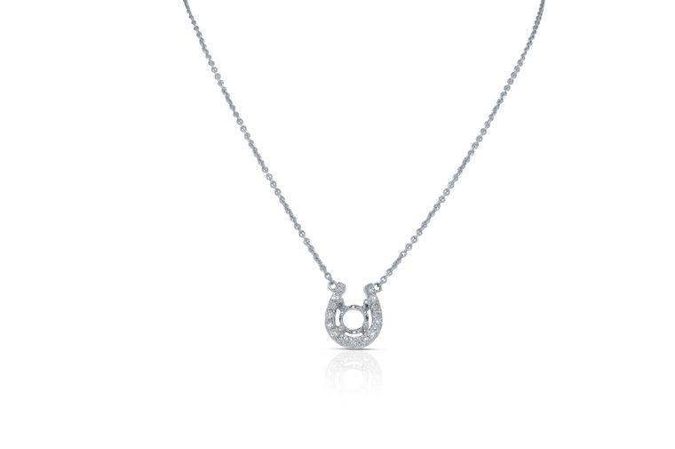 14kw White Gold Horseshoe Halo Solitaire Diamond Pendant Setting By Shin Brother Jewelers Inc