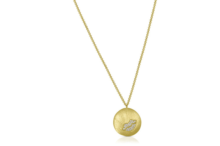 14k Yellow Gold Diamond Lip 18" Adjustable Rolo Necklace By Shin Brothers Jewelers Inc.