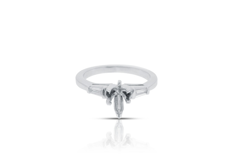14K White Gold Diamond Engagement Ring Setting For Pear Shape 11005405 by Shin Brothers Jewelers *