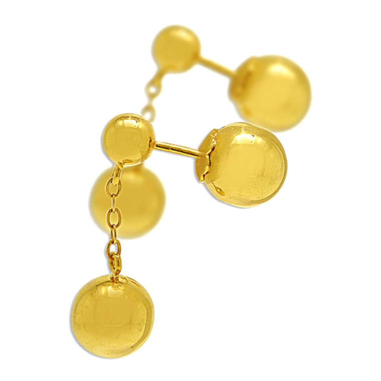 14K Yellow Gold Reversible  Ball Hanging Earrings 40002306  | Shin Brothers* 