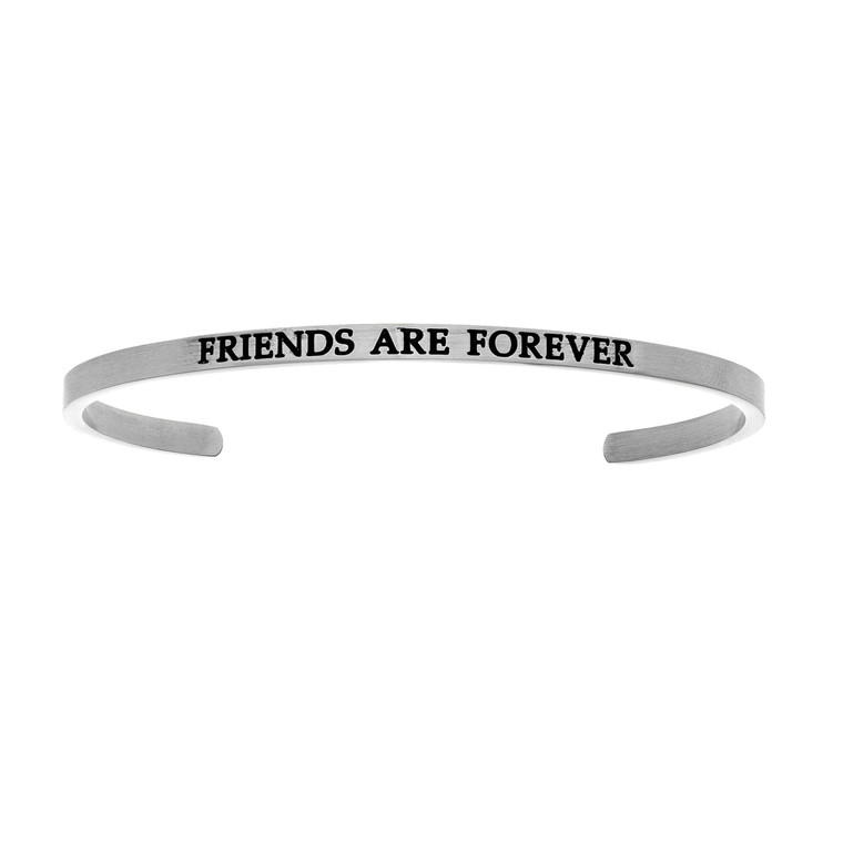 Stainless Steel “Friends  Are Forever”  Diamond Cuff Bangle by Shin Brothers Jewelers Inc.  