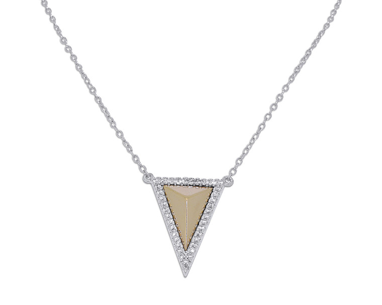 Sterling Silver Yellow Triangle CZ Necklace