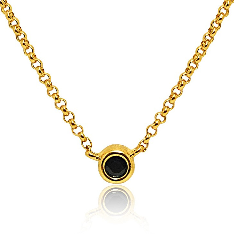 14K Yellow Gold Bezel Sapphire Necklace 32000526 | Shin Brothers*