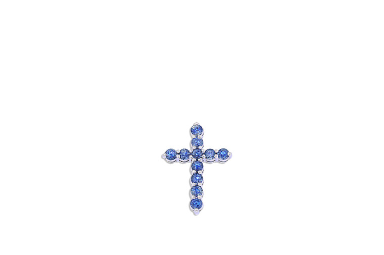 14K  White Gold Blue Topaz Cross Charm 52001915