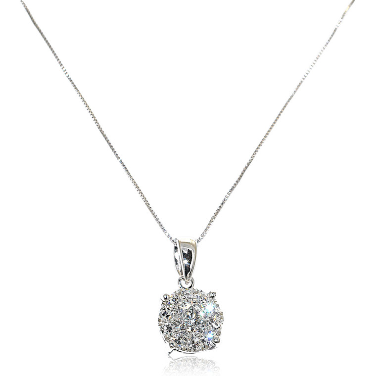 14K White Gold Diamond Illusion Necklace