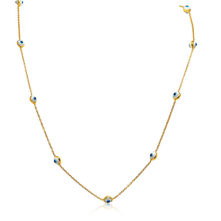 14K Yellow Gold 20" Evil Eye Chain Necklace 32000519 | Shin Brothers*