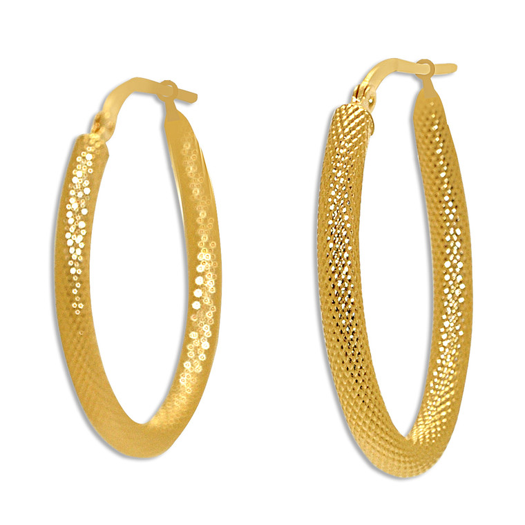 14K Yellow Gold Satin Finish Hoop Earrings 40002437 By Shin Brothers Jewelers 