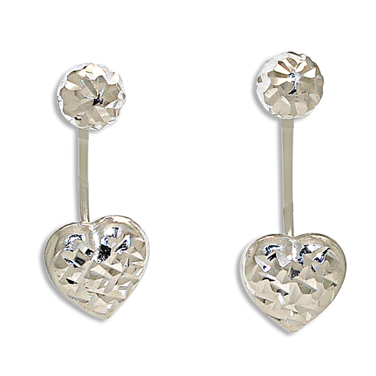 14K White Gold Fancy Heart Back Post Earrings 40002423 | Shin Brothers* 