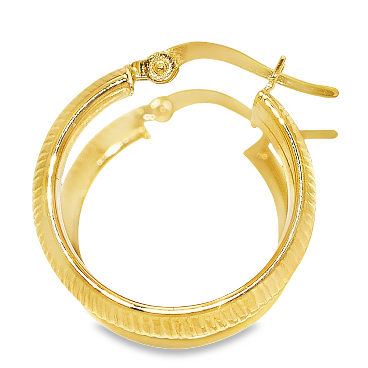 14K Yellow Gold Oval Diamond Cut Fancy Hoop Earrings 40002432 By Shin Brothers Jewelers 