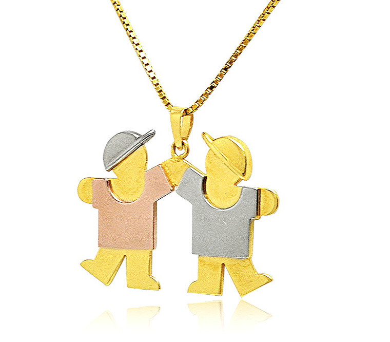 14K Tricolor Gold Two Boys Charm 50003378  |By Shin Brothers* 