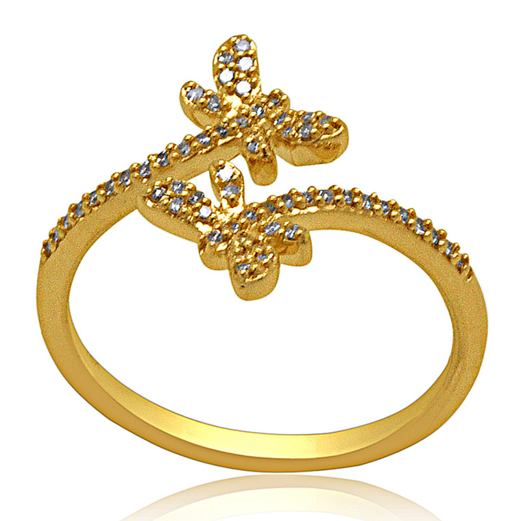 14K Yellow Gold Diamond Butterfly Bypass Ring  By Shin Brothers* 11005920
