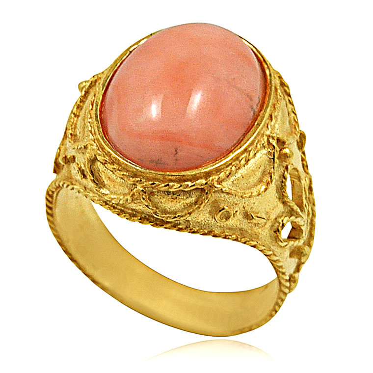 14K Yellow Gold Coral Ring 12002692 By Shin Brothers*