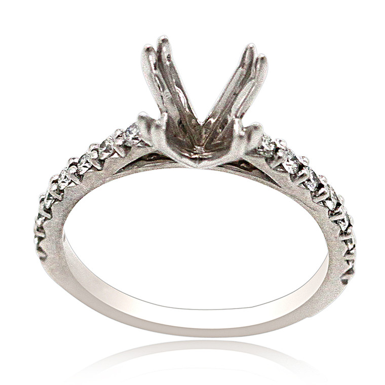 14K White Gold Diamond Engagement Ring Setting 