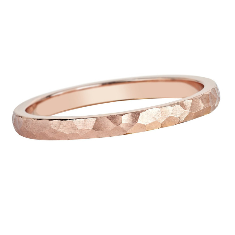 14K  Pink Gold 2 mm Hammered Wedding Band 10017386 By Shin Brothers