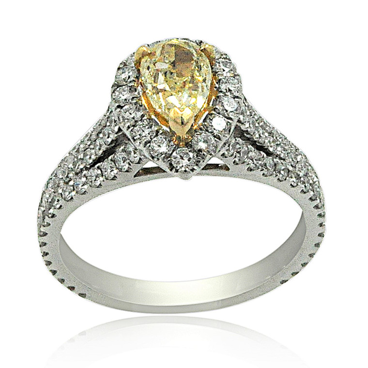 14K White Gold Yellow Diamond Ring 11006039  By Shin Brothers*