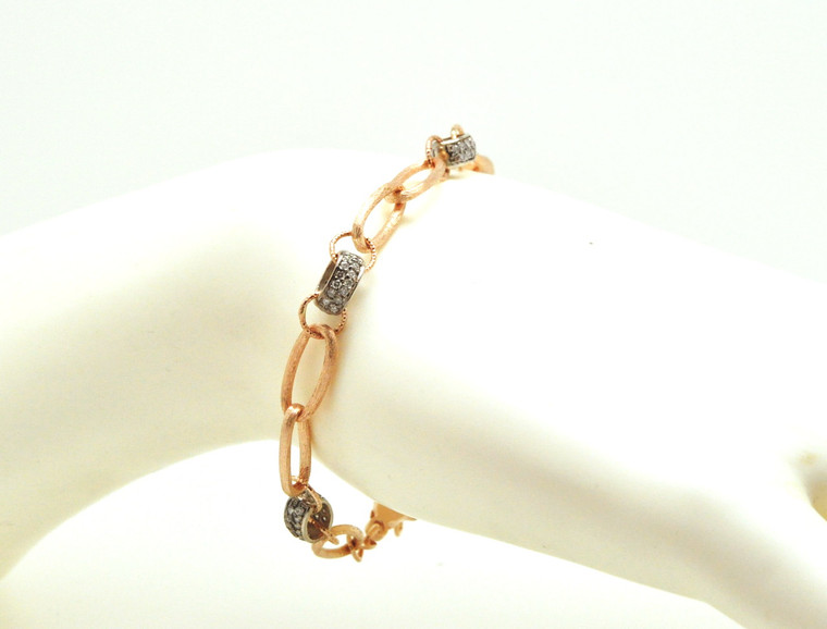 14K Rose Gold 0.72 Carat Diamond Link Bracelet 21000686 By Shin Brothers* 