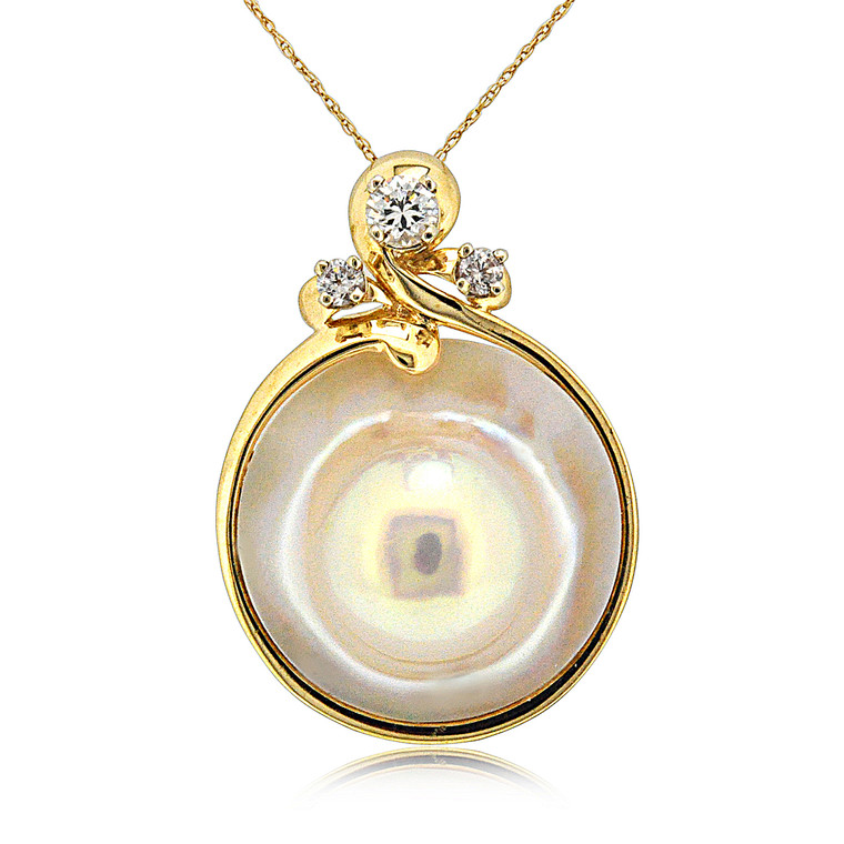 14K Yellow Gold Diamond Mother of Pearl Enhancer Pendant 52002020 | Shin Brothers**