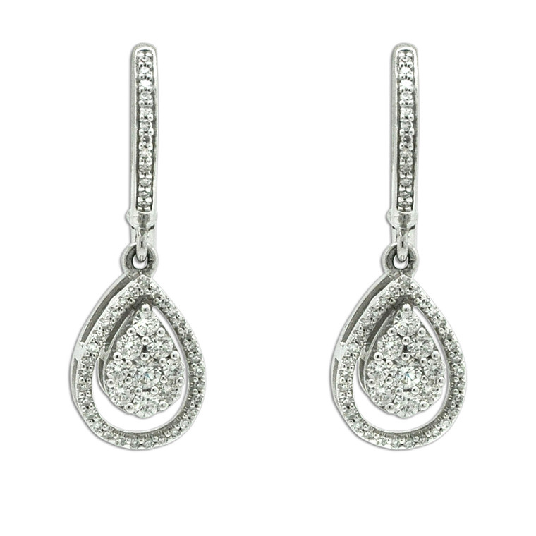 14K White Gold Diamond Pave Drop Earring 41002279 | Shin Brothers* 