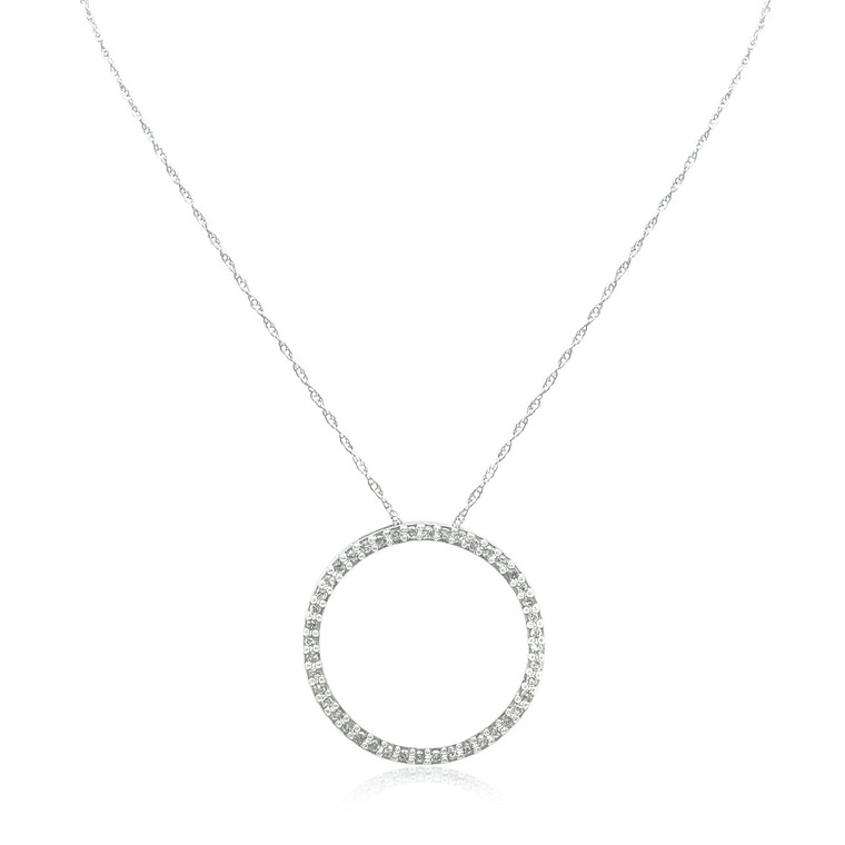 10K White Gold Diamond Circle Necklace 39000159 | Shin Brothers*