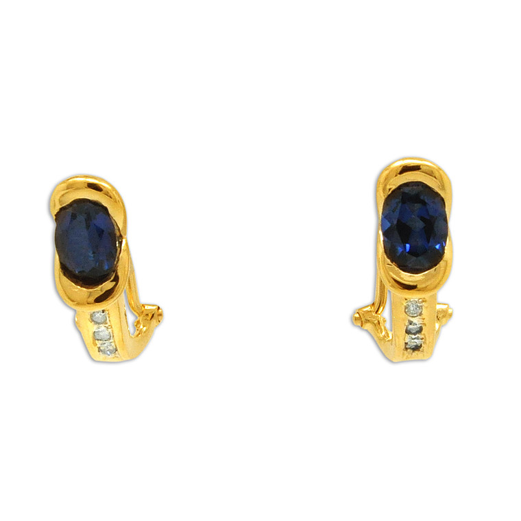 14K Yellow Gold 2 ct Tanzanite Earrings with Diamonds 42003044 | Shin Brothers*
