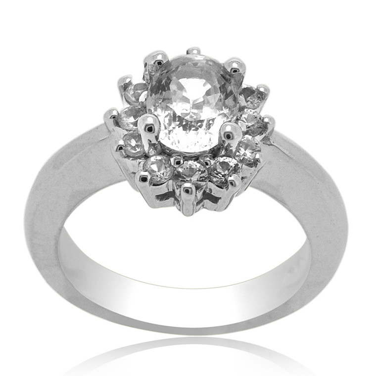 14K White Gold White Sapphire Gem Stone Ring 12002794 | Shin Brothers* 