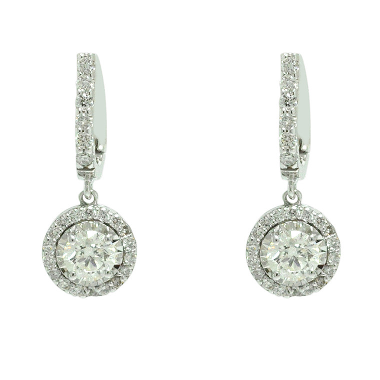 14K White Gold Diamond Lever Back Back Drop Earrings 41002307 By Shin Brothers*