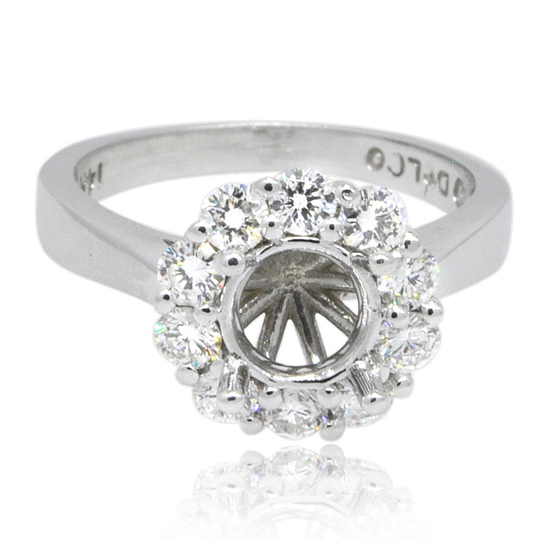 14K White Gold Halo Diamond Engagement Ring Setting 10017481 | Shin Brothers*