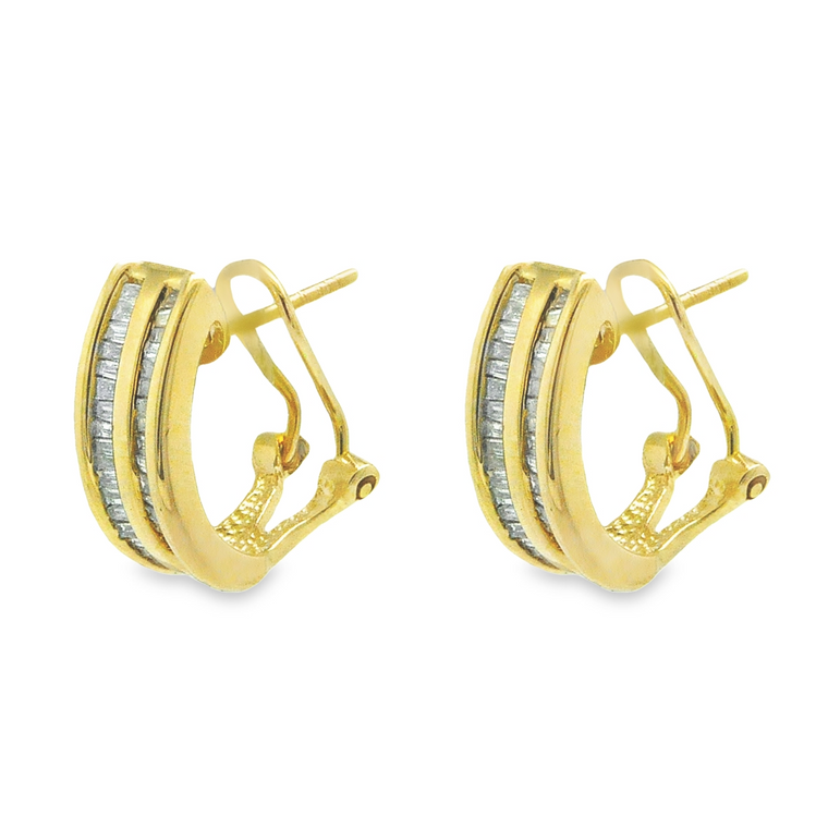 14K Yellow Gold Diamond Omega Back Earrings 41002268 | Shin Brothers*