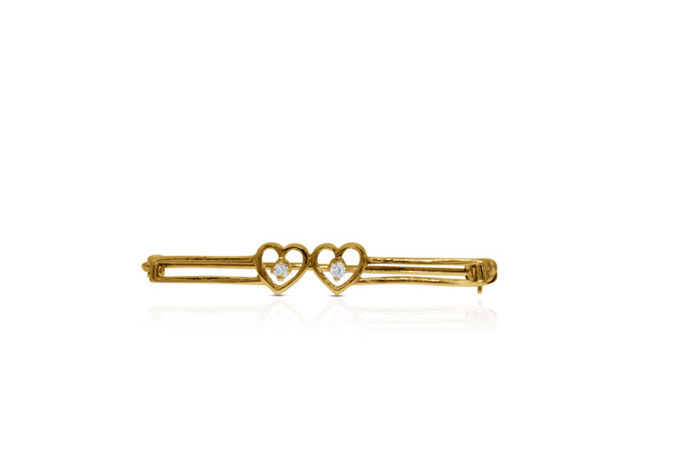  14K Yellow Gold Pin With Hearts  53000022 | Shin Brothers * 