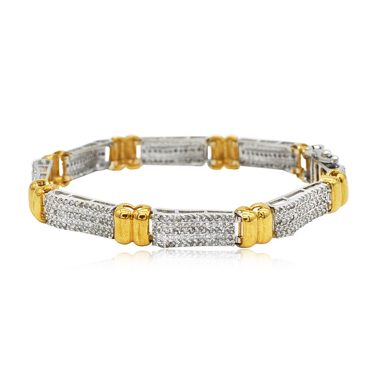 10K Two Tone Gold Ladies' Diamond Bar Bracelet 29110004 | Shin Brothers*