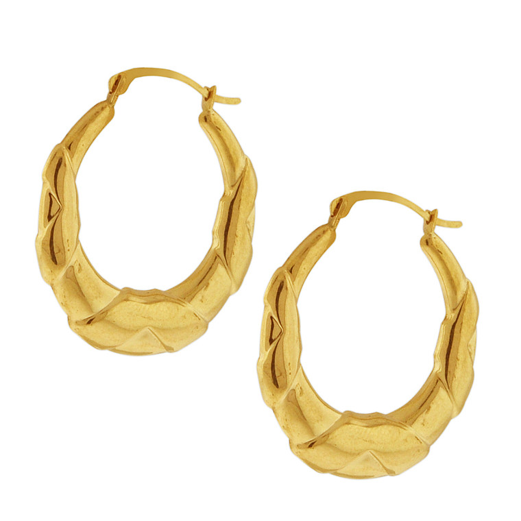 14K Yellow Gold Fancy Hoop Earrings 40002641 | Shin Brothers*