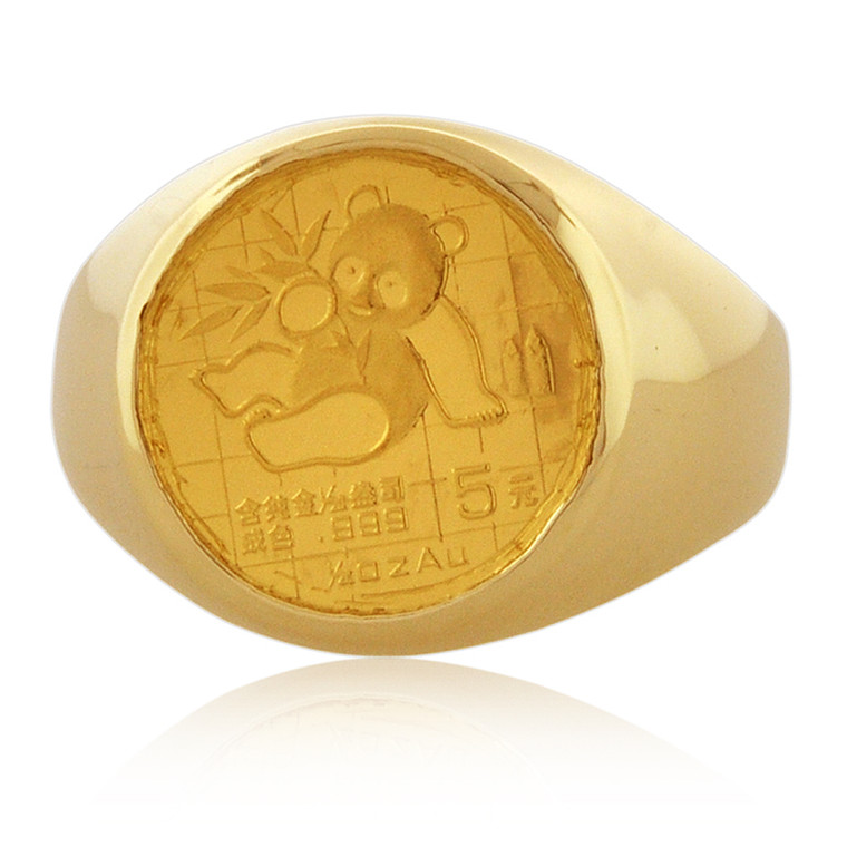 24K/14K Yellow Gold Panda Coin Men's Ring 10017530 | Shin Brothers*