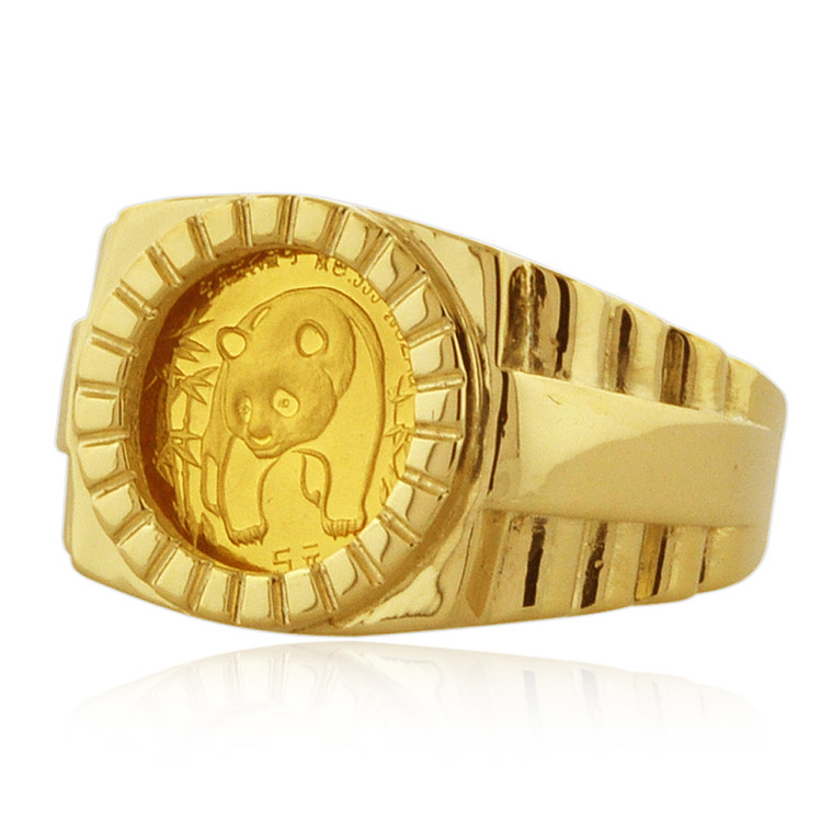 24K/14K Yellow Gold Panda Coin Men's Ring 10017529 | Shin Brothers*